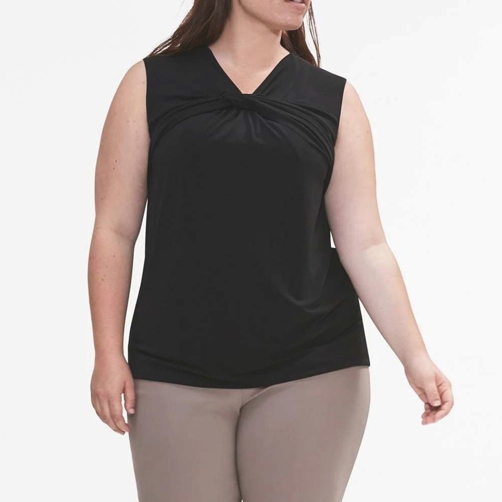 NWT MM LaFleur Walters 3.0 Top Blouse Black Plus Size 2X Twist Front Sleeveless